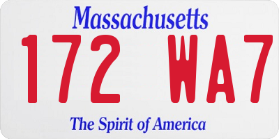 MA license plate 172WA7