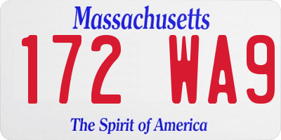 MA license plate 172WA9