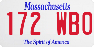 MA license plate 172WB0