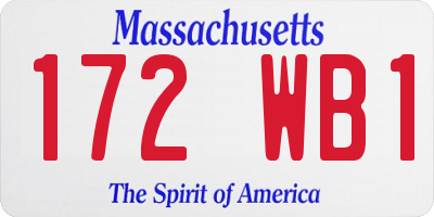 MA license plate 172WB1