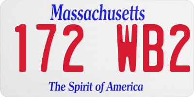 MA license plate 172WB2