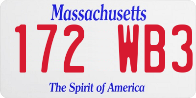 MA license plate 172WB3