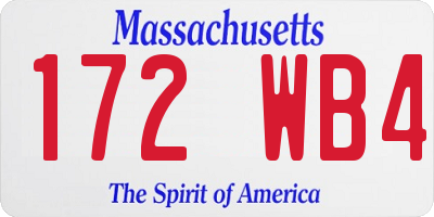 MA license plate 172WB4