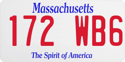 MA license plate 172WB6