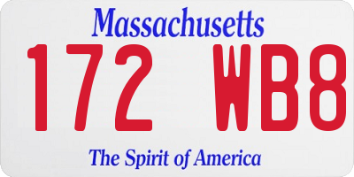 MA license plate 172WB8