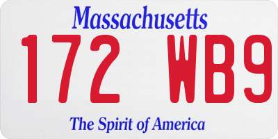 MA license plate 172WB9