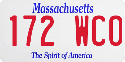 MA license plate 172WC0