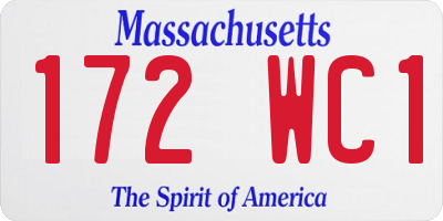 MA license plate 172WC1