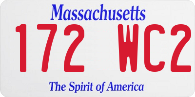 MA license plate 172WC2
