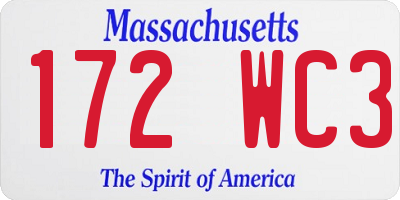 MA license plate 172WC3