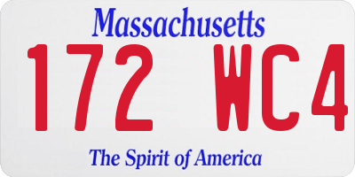 MA license plate 172WC4
