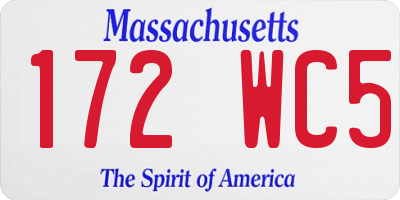 MA license plate 172WC5