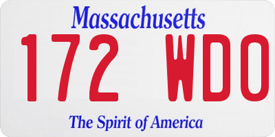 MA license plate 172WD0
