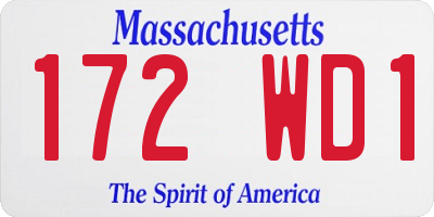 MA license plate 172WD1