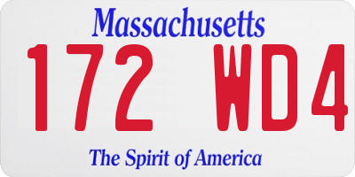 MA license plate 172WD4