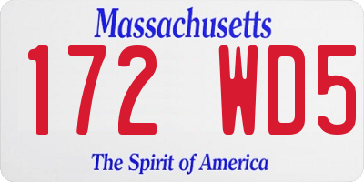 MA license plate 172WD5