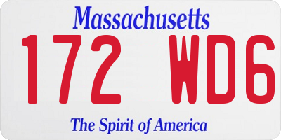 MA license plate 172WD6