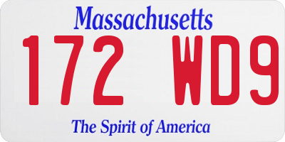 MA license plate 172WD9