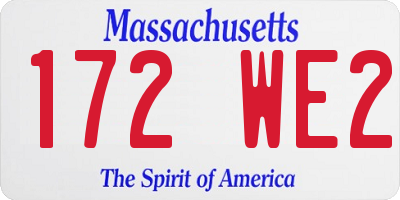 MA license plate 172WE2