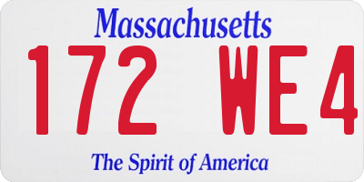 MA license plate 172WE4