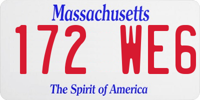 MA license plate 172WE6