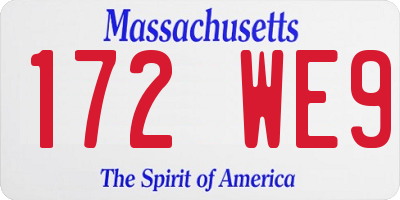 MA license plate 172WE9