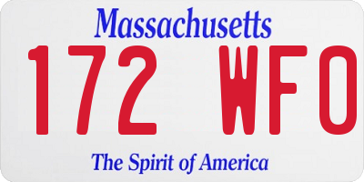 MA license plate 172WF0