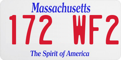 MA license plate 172WF2