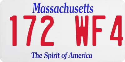 MA license plate 172WF4