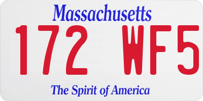 MA license plate 172WF5