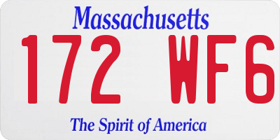MA license plate 172WF6