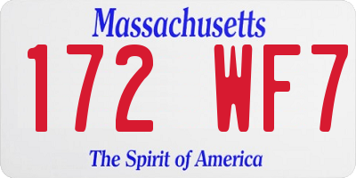 MA license plate 172WF7