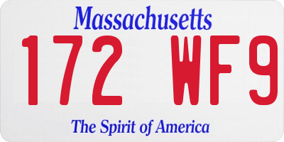 MA license plate 172WF9