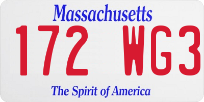 MA license plate 172WG3