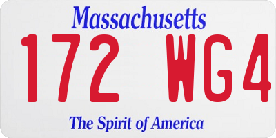 MA license plate 172WG4