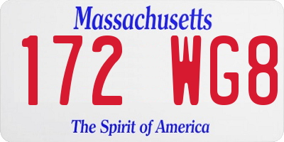 MA license plate 172WG8