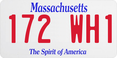 MA license plate 172WH1