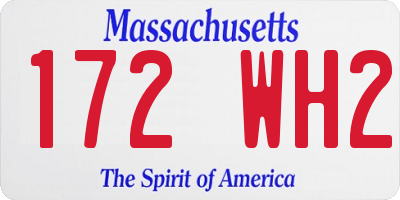 MA license plate 172WH2