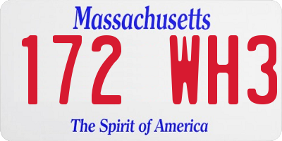 MA license plate 172WH3
