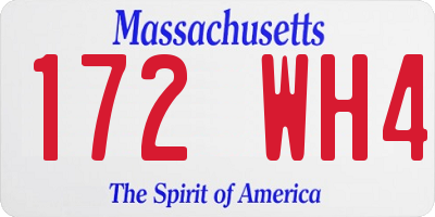 MA license plate 172WH4