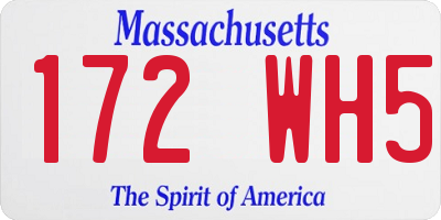 MA license plate 172WH5