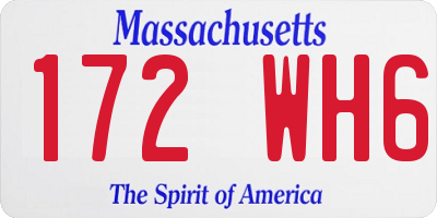 MA license plate 172WH6