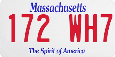 MA license plate 172WH7