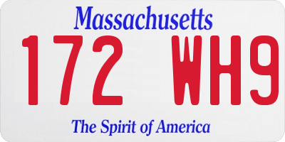 MA license plate 172WH9