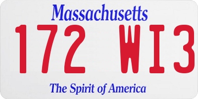 MA license plate 172WI3