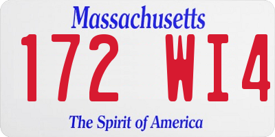 MA license plate 172WI4