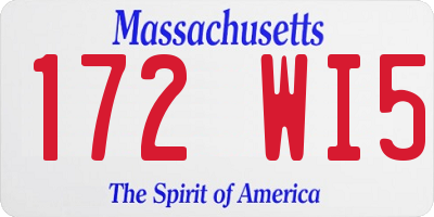 MA license plate 172WI5