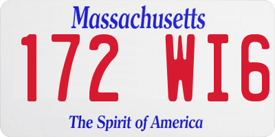 MA license plate 172WI6