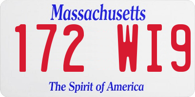 MA license plate 172WI9