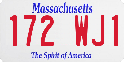 MA license plate 172WJ1